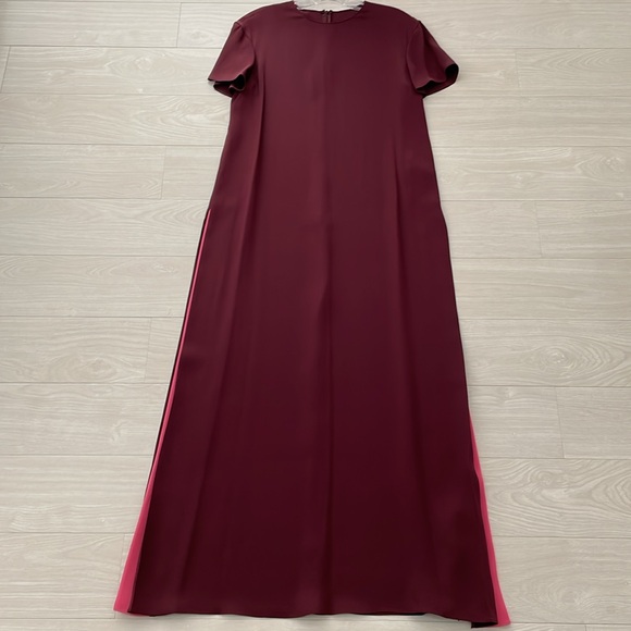 SALE! Valentino Burgundy & Pink Column Silk Maxi Dress - Picture 5 of 13